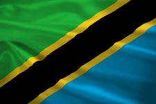 Tanzania flag blowing in the wind Tanzania flag blowing in the wind. Background texture.